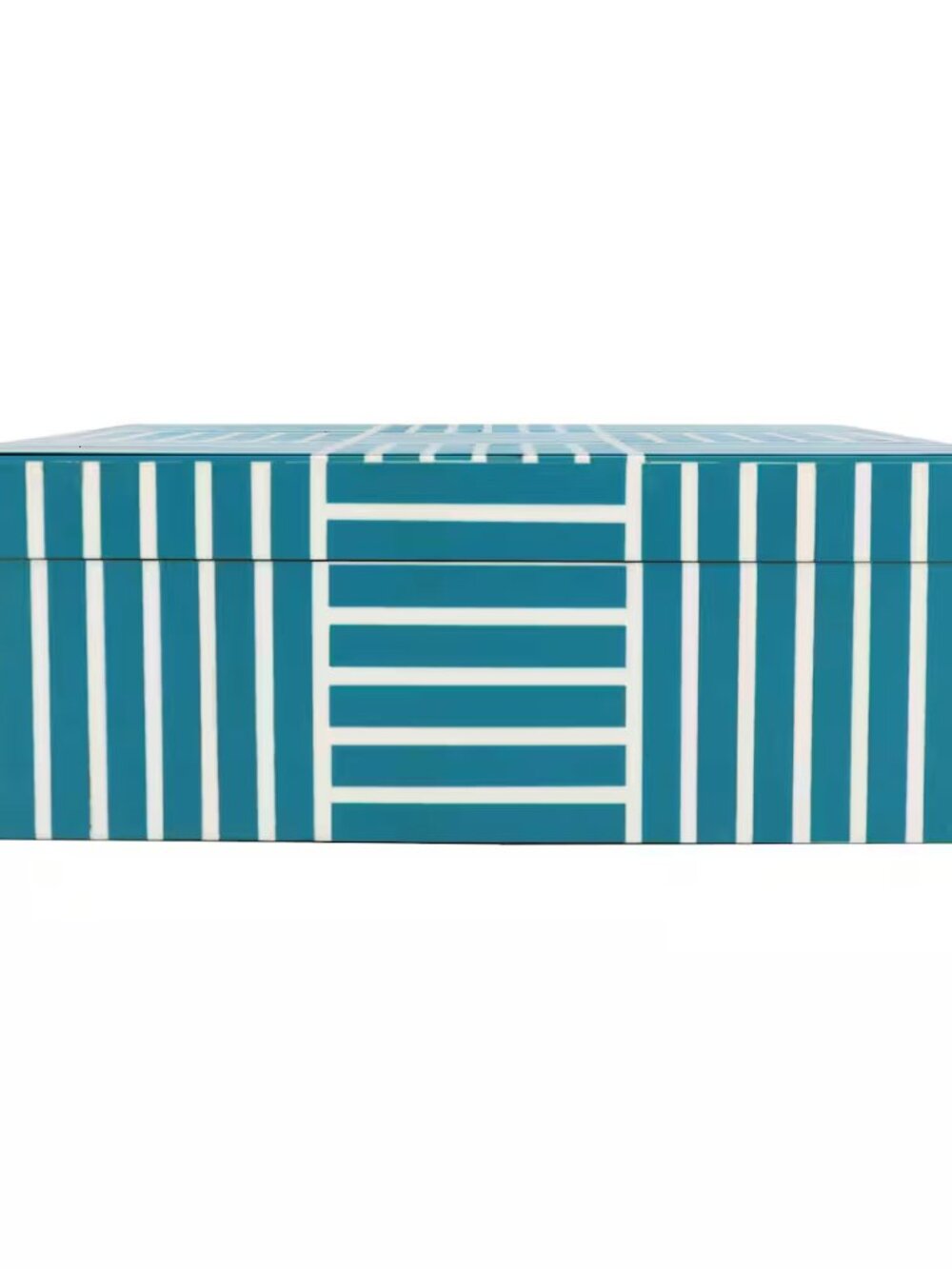 Jonathan Adler Bluish Green Striped Decorative Box NEW & LIMITED